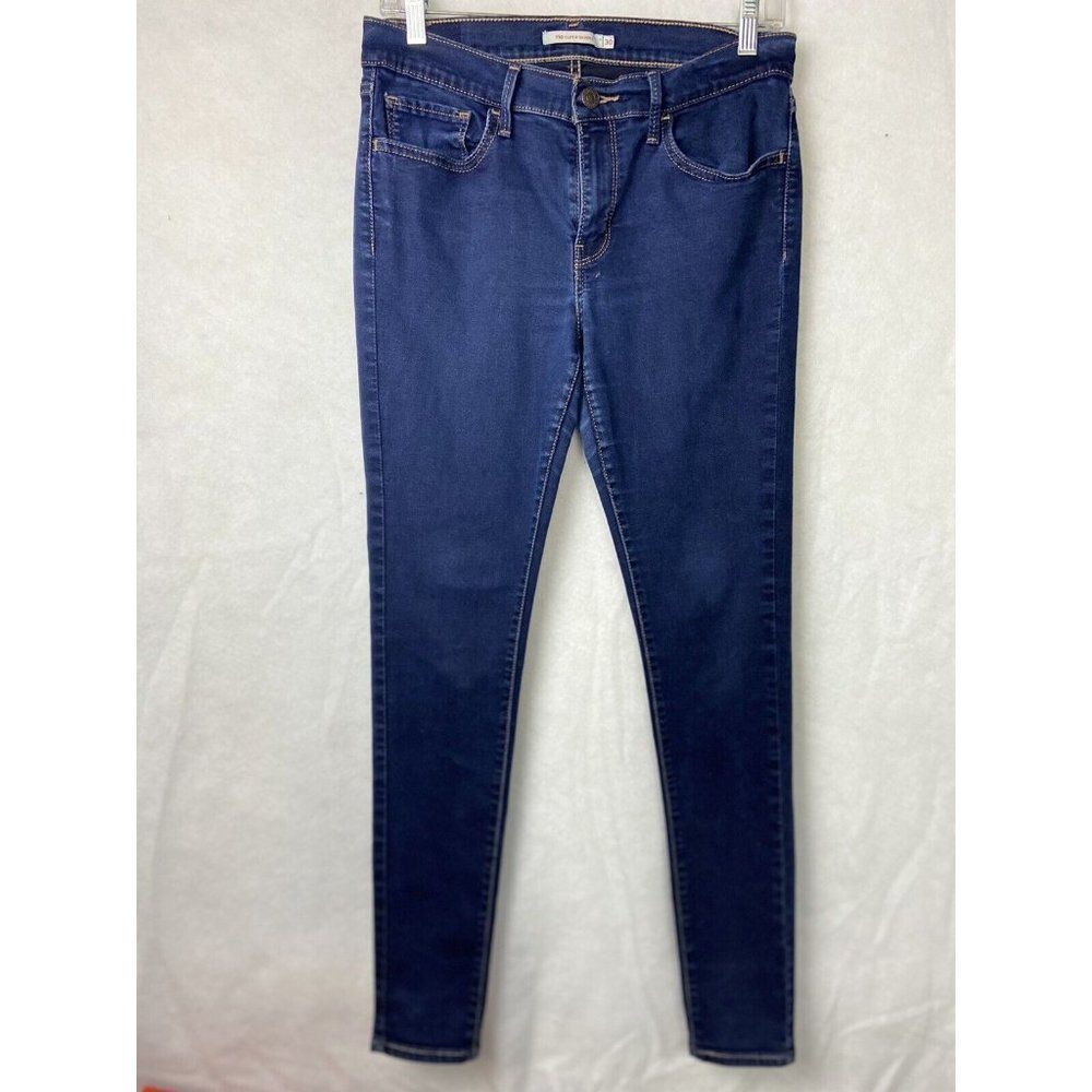 Levis Womens 710 0047 Dark Mid Rise Super Skinny Denim Jeans Size 30 X 30
